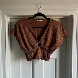 Super Cute Zara Brown Ruched Top
